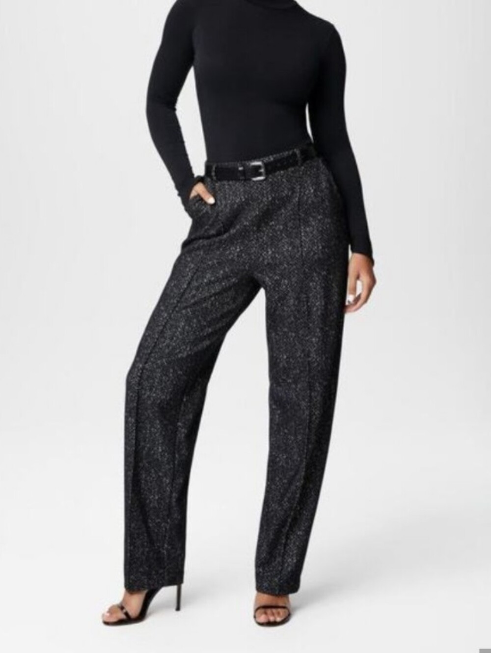 Spanx Ponte Jaquard Barrel Leg Pants Pull On Pleated